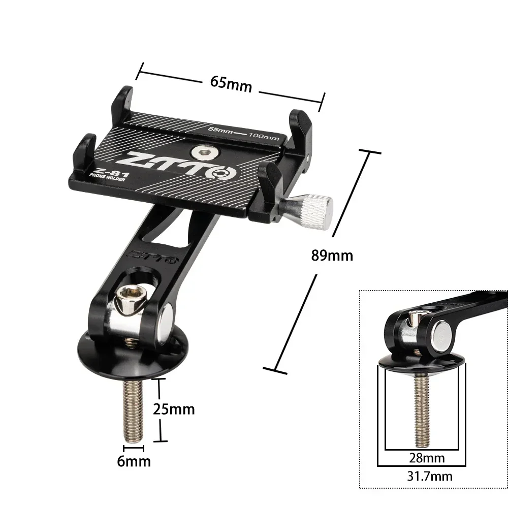 ZTTO Universal Bicycle Stem Cap Phone Holder MTB Road Bike Quick Mount GPS Holder Bracket Cell Phone Stand Aluminum Alloy