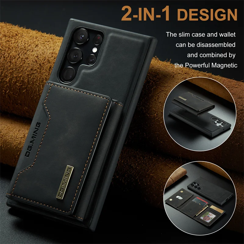 

For Samsung Galaxy S23 22 21 20 Ultra Plus FE Note20 Luxury Business Leather Wallet Magnetic Suction Bracket Mobile Phone Cover