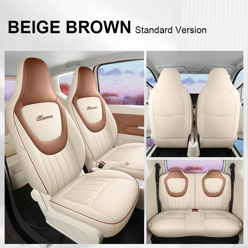 Accesorios de coche personalizados Fundas de asiento de cuero artificial para Wuling MINI EV 2024 Fila delantera y trasera para Hongguang Mini EV 2024