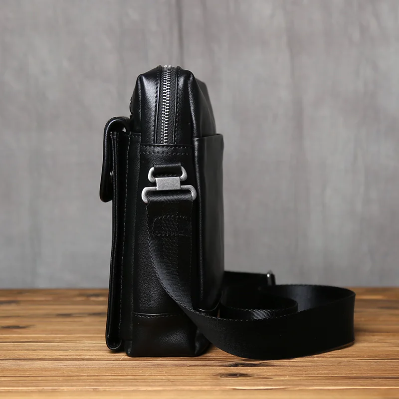 NZPJ Men's Genuine Leather Shoulder Bag Natural Top Layer Cowhide Crossbody Casual Bag for 10 Inch iPad Men's Bag