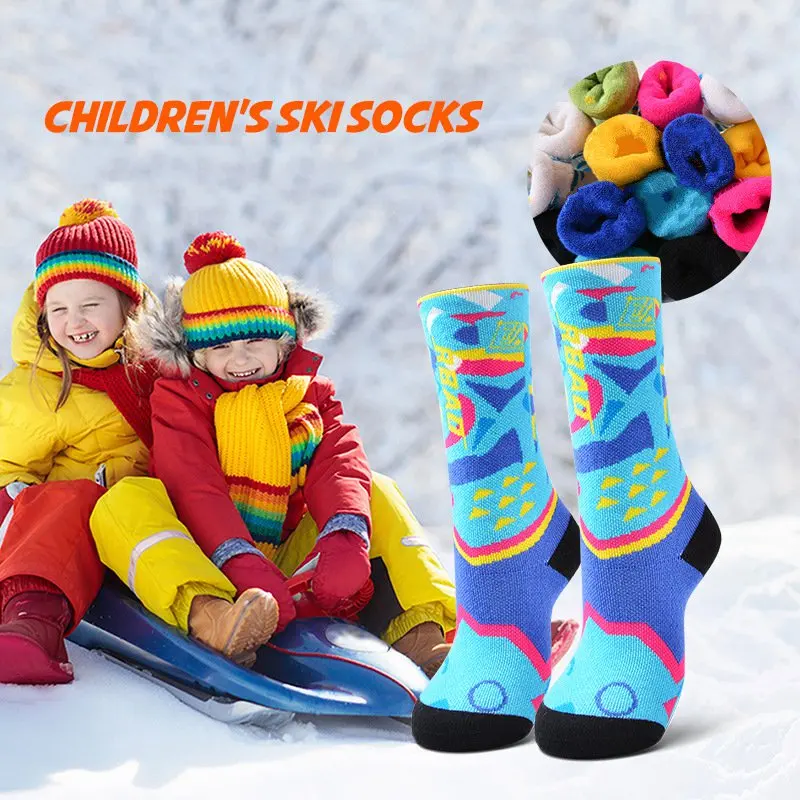 1 Pair Kids Winter Sports Sock Outdoor Thick Warm Sock Snow Skiing Boys Girls Thermal For Roller Skating Snowboarding