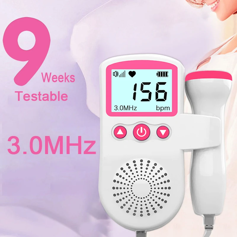 3.0hz No Radiation Fetal Doppler Ultrasound Sound Baby Heartbeat Monitor Detector LED Digital Prenatal Pocket |