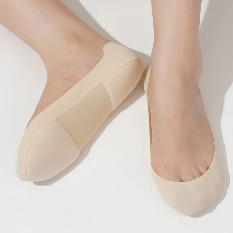 3 Pairs/Lot Women's Ice Silk Thickened Sponge Bottom Boat Socks Shockproof Non-slip Silicone Comfortable Invisible Casual Socks