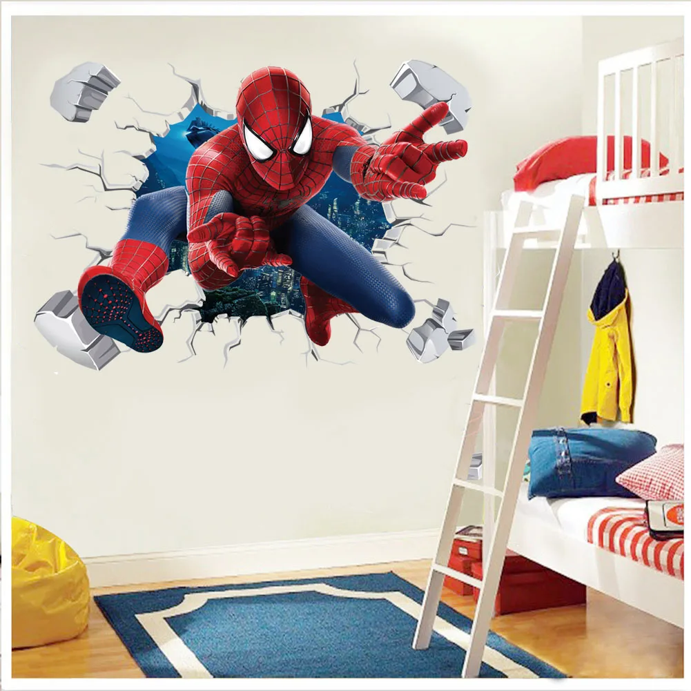 Pegatinas de pared de superhéroes de Spiderman, Capitán América, Hulk, para  habitación de niños, decoración de PVC para el hogar, Mural de película de  dibujos animados, calcomanías artísticas