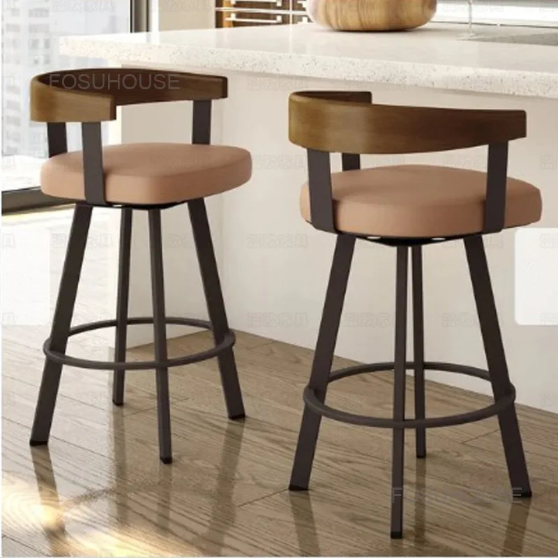 Taburetes modernos de madera maciza para cocina, muebles de Bar, Hotel nórdico, taburete alto de de Bar ocio|Sillas de bar| -