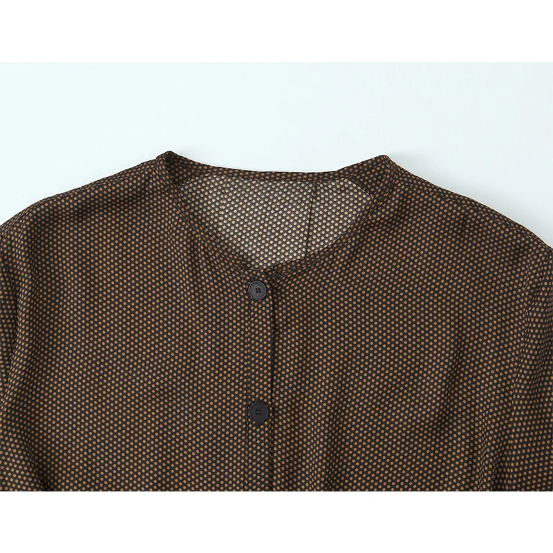 Woman Elegant Long Dress 2025 New Fashion Long Sleeve With Belt Women's Party Dresses Chic Polka Dot Printed Casual Midi Dress