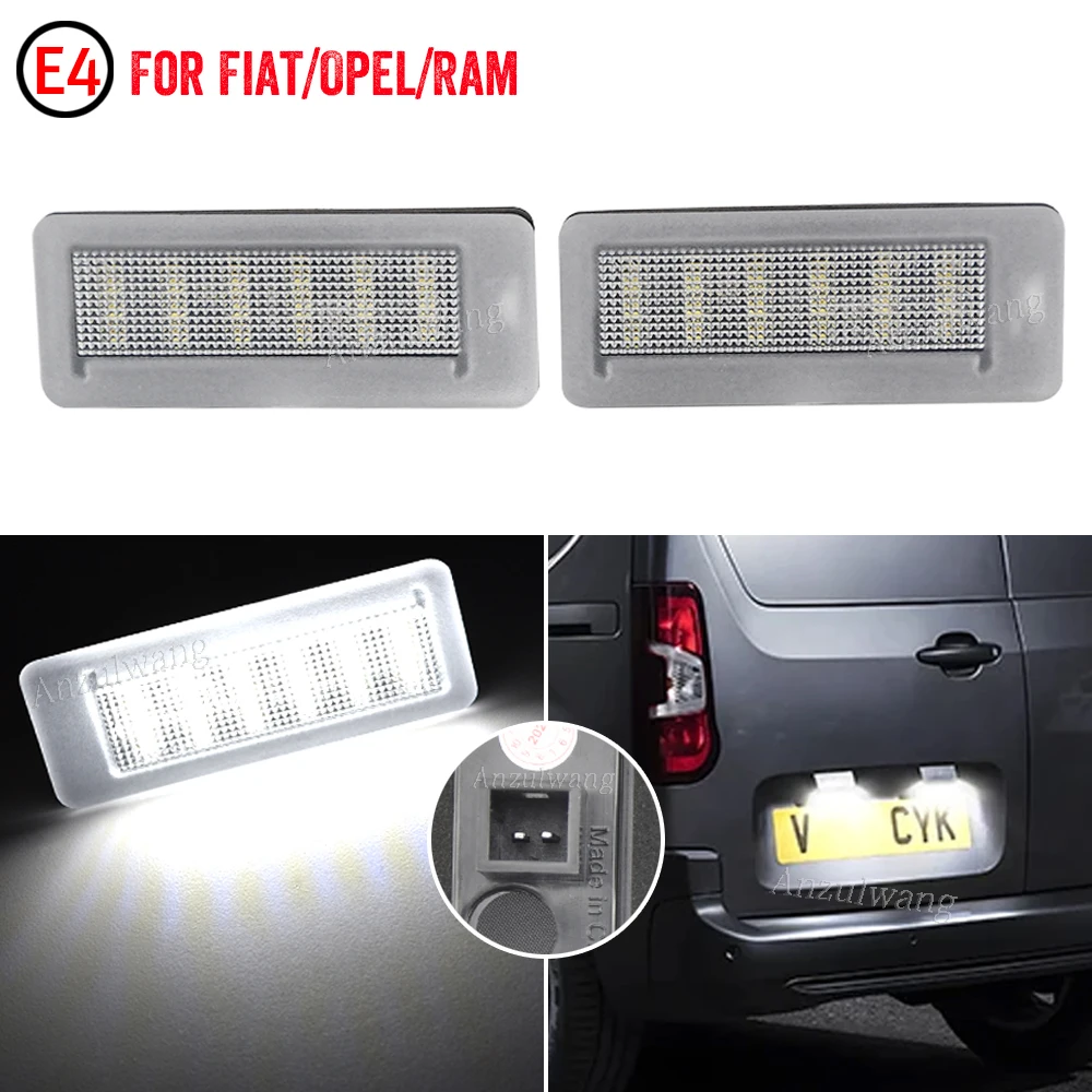 Kit éclairage LED Plaque Immatriculation Pour Fiat Doblo 2010-2022 & Opel Combo D 2012-2018