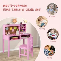 Kids Desk and Chair Set, Wooden Study Desk for Kids with Storage,Hutch, Cork Bulletin Board,Student Writing Computer Workstation 2