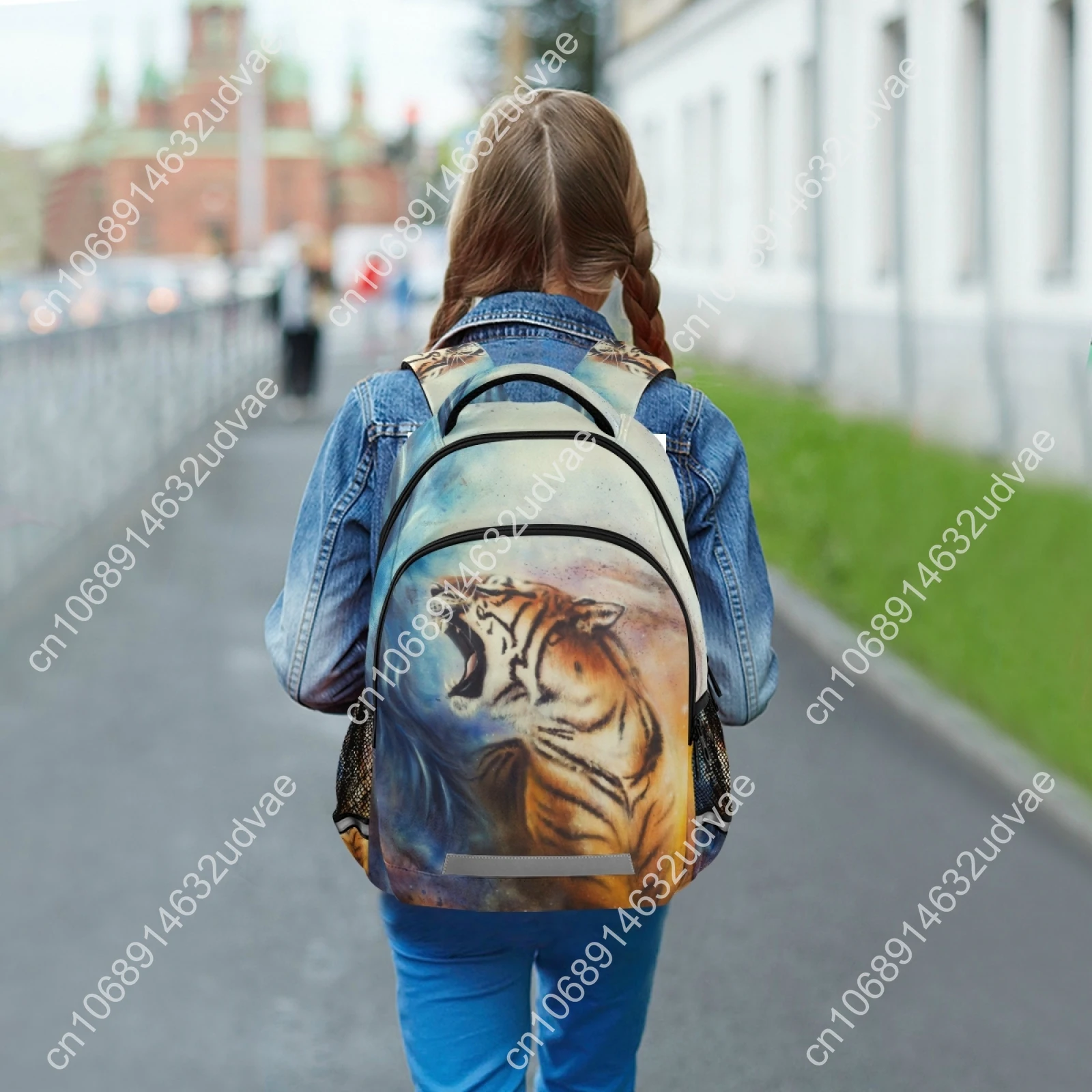 2021 Tiger Skin Print School Backpack For Teenagers Boy Large Capacity School Bags Reflective Strip Laptop Backpacks Mochila