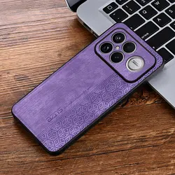 Luxury Leather Back Cover with 360° Camera Protection - Premium Case for Poco F8 Ultra (Purple)