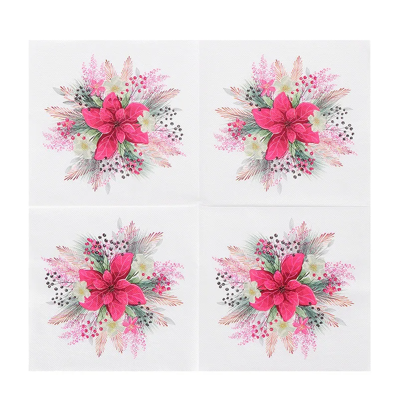 Christmas Series Printed Paper Disposable Dinner Table Napkin Tissues for Xmas Happy New Year Party Decoration 20Pcs/Lot