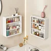 No Drill Bathroom Organizer – Multi-Layer Transparent Cosmetic Display Cabinet with Removable Shelves 3