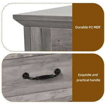 59 Inch Gray 7 Drawers Dresser Storage Dressers Organizer for Living Bedroom 3