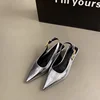 Gold Silver High Heel Pointed Toe Women Slingback Shoes Woman Elegant Summer French Style Back Empty Single Pumps 1