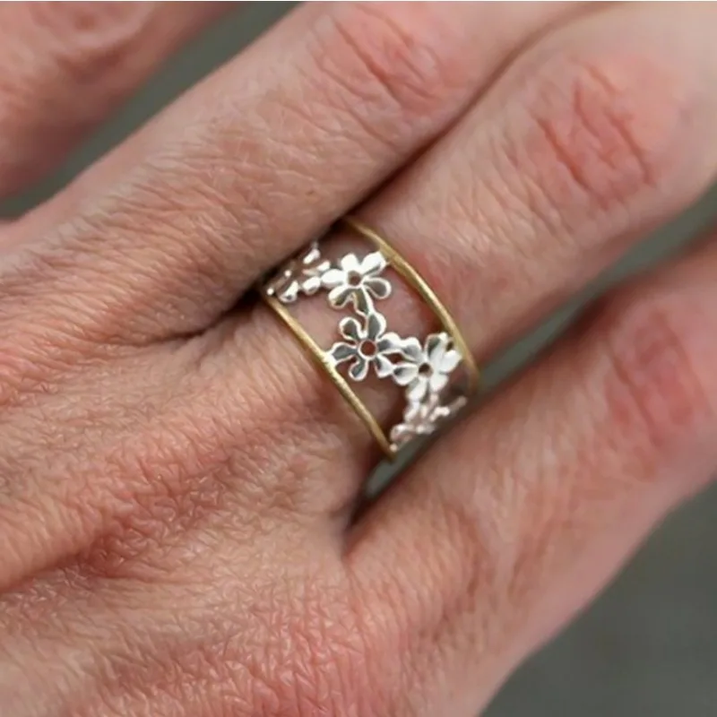 Creative Sunflower Adjustable Opening Ring for Women Exquisite Daisy Flower Ring Jewelry Accessories Bague Moissanite Véritable