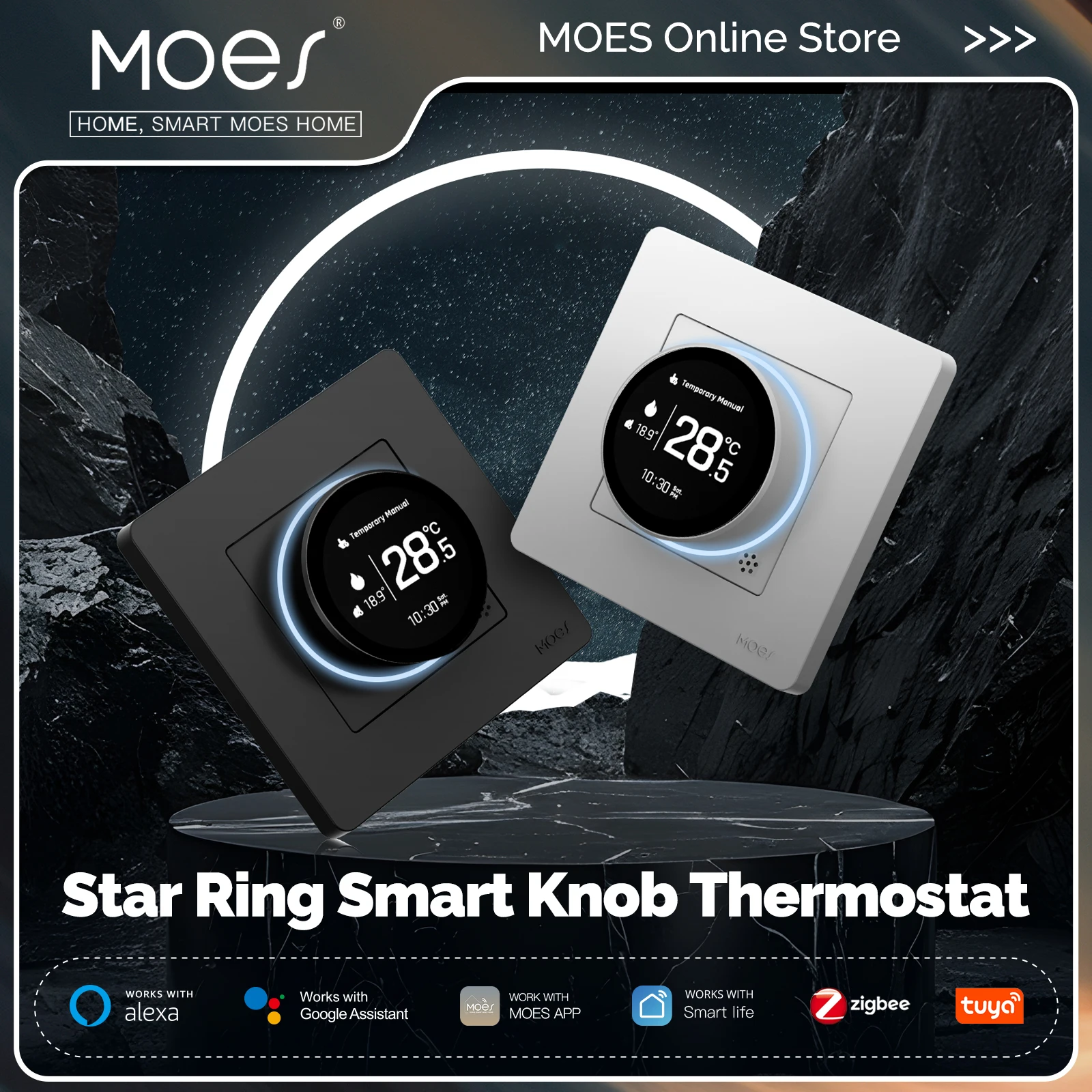 MOES Tuya ZigBee สมาร์ทลูกบิดเทอร์โม Star Ring Series อุณหภูมิหม้อต้มน้ําไฟฟ้าเครื่องทําความร้อน Alexa Google 1
