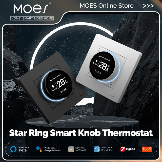 MOES Tuya ZigBee สมาร์ทลูกบิดเทอร์โม Star Ring Series อุณหภูมิหม้อต้มน้ําไฟฟ้าเครื่องทําความร้อน Alexa Google 1
