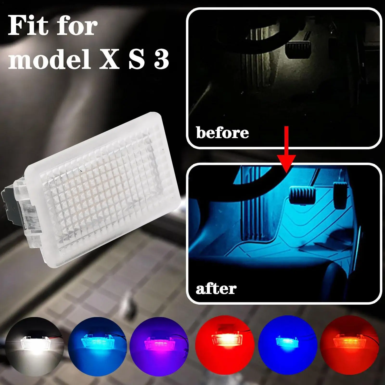 1pc For Tesla Model 3 Y S X Led Interior Footwell Light Ultra Bright