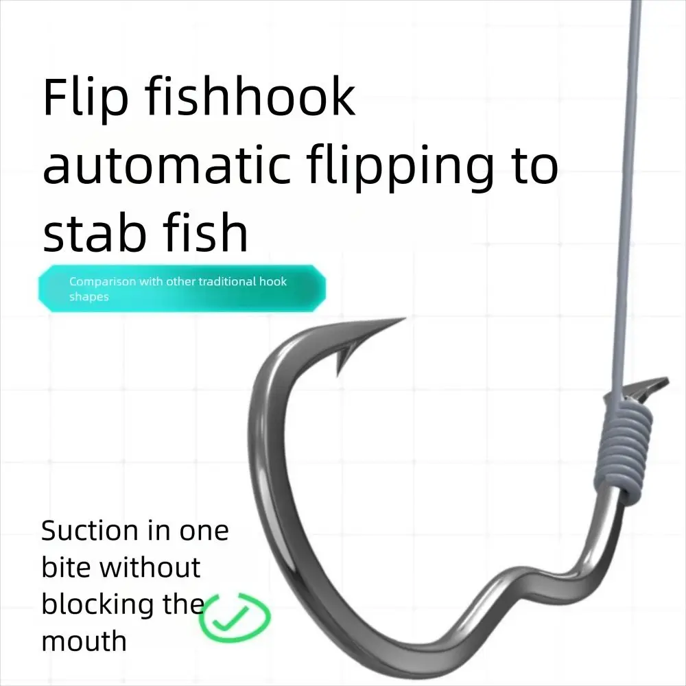 5pcs Flip hook Fishing Hair Rigs hook Equipment Ready Made Carp Fishing Hook Size 7#-14# Pesca Carp Rigs fishing lure