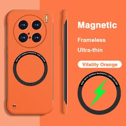 Sleek Frameless Magnetic Phone Case with Wireless Charging Capability, Hard Back Cover for Vivo X100 Pro (Vitality Orange)