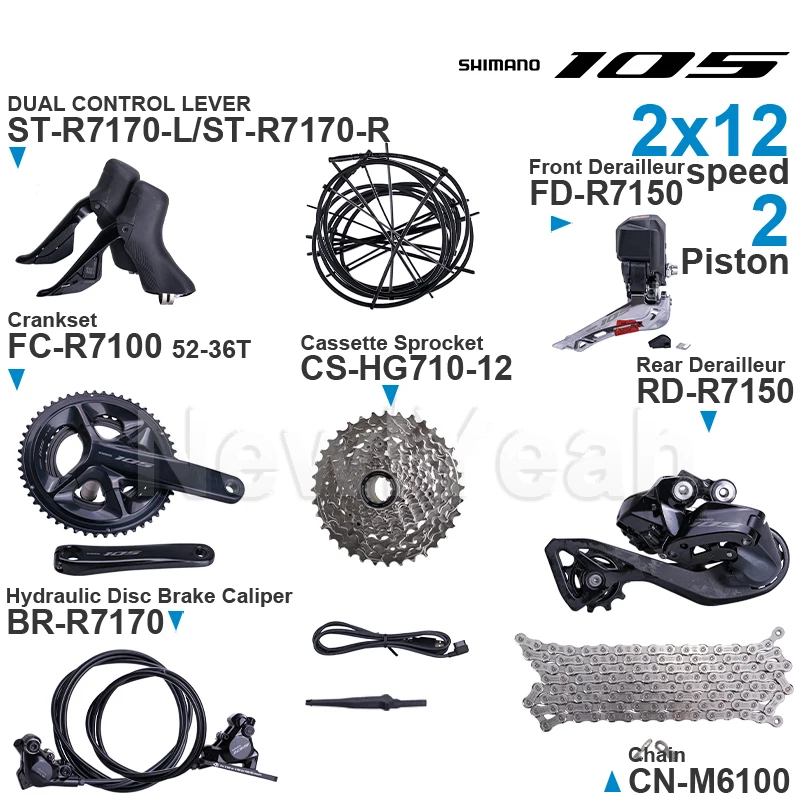 

SHIMANO 105 Di2 Groupset ST-R7170 FD-R7150 RD-R7150 FC-R7100 CS-R7100 BR-R7170 CN-M6100 Original Parts