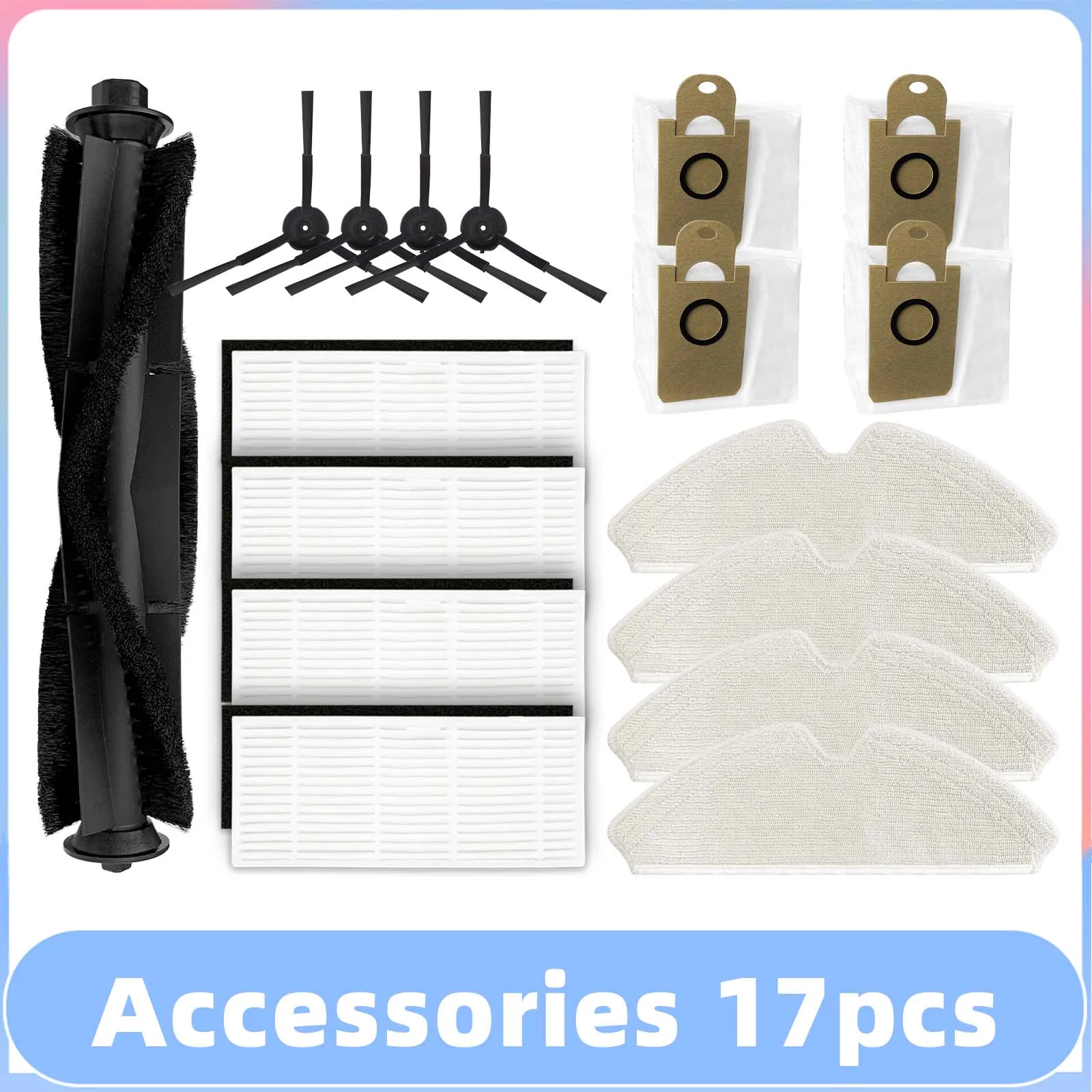 Apto para Lenovo T1s Pro Proscenic m7 Pro Uoni V980 Plus Honiture q6 Peças de Reposição Rolo Escova Lateral Filtro Hepa Pano de Limpeza Bolsa de pó