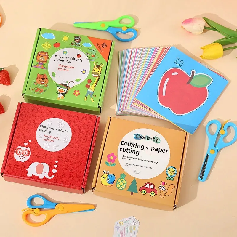 Children's Handcraft Paper Cutting Kit Kindergarten 3-6 Years Old Baby Entry DIY Making Material Package Educational Fun Toy