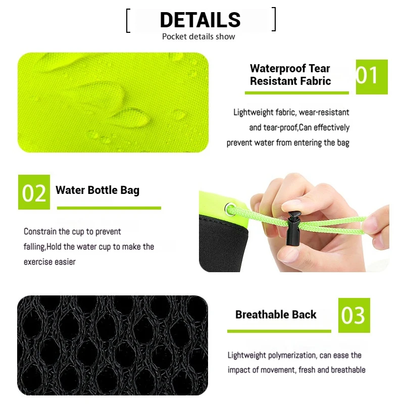 Women Men Marathon Running Waist Bag Hydration Belt Reflective Sport Bag Waterproof Jogging Gym Waist Pack Without Water Bottle 6