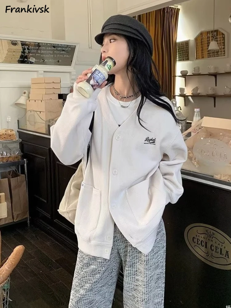 

Women Cardigan Simple Daily Korean Style Leisure Lovely Temperament Trendy Y2K Schoolgirls Comfortable Chic Retro Baggy New 2023