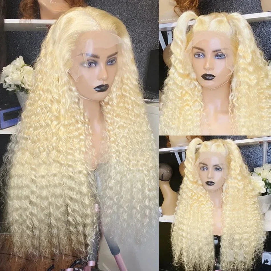 613 Honey Blonde Deep Wave 13x6 HD Lace Frontal Wig Human Hair Wet And Wavy Curly Wigs 30 40 Inch Water Wave Brazilian Colored 13x4 Lace Front Wigs For Women 2