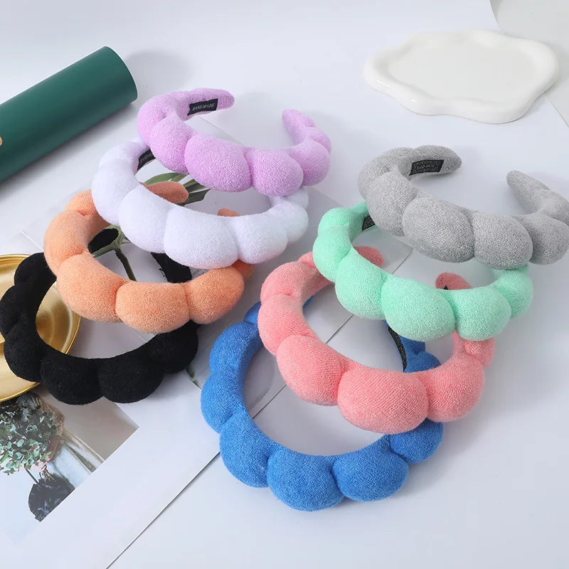 Women Wash Face Headband Girls Puffy Hair Band Makeup Bubble Spa Exercise Yoga Retro Hair Band Hair Accessories Headwear