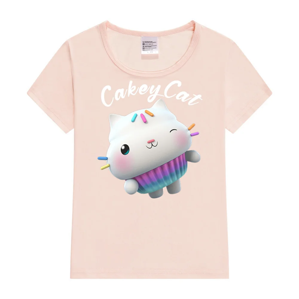 Kawaii Gabby Dollhouse T-shirt for Children Girls Clothes From 3 to 12 Years Old Rabbit Graphic Top Birthday T Shirts Summer Tee