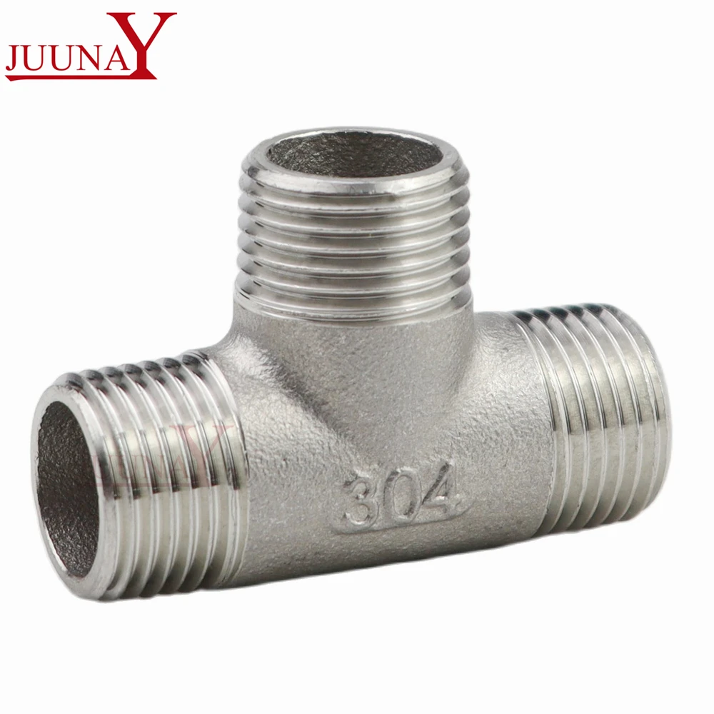 Pipe Fitting Tee Adapter 1/4" 3/8" 1/2" 3/4" 1" 1-1/4" 1-1/2" 2" BSP Male Female Tee 3 Ways Splitter 304 Stainless Steel Pipe Fitting Connector Water Gas