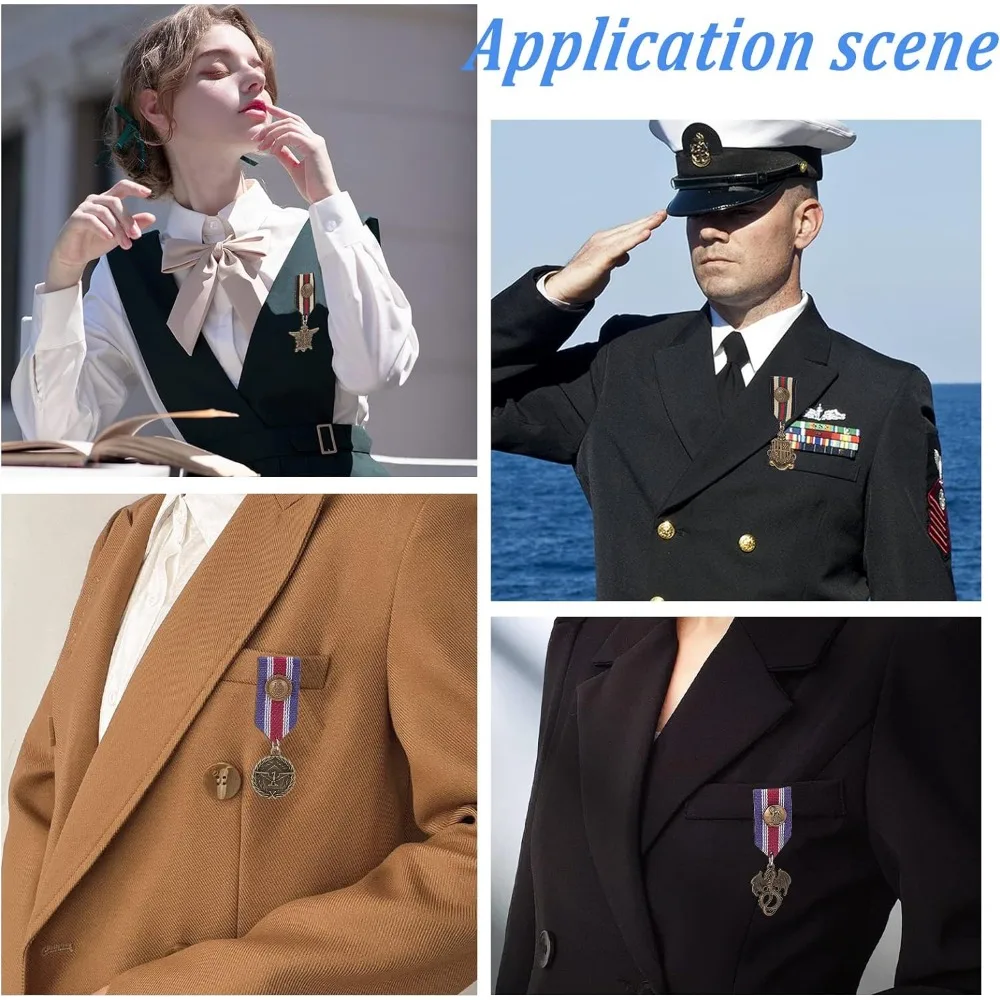 4 Pcs Costume Military Badge Medal, 4 Style Military Hero Combat Medals Brooch Navy Badge Patriot Brooch Pin Stripe