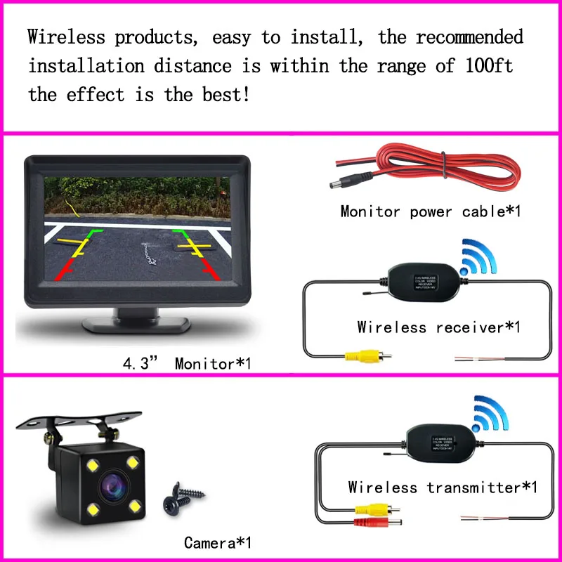 rear camera for car Reverse Parking Backup Cam Monitor 2.4G Wireless RCA Video Transmitter Receiver Adapter Kit for Car DVD Monitor Rear View Camera car camera recorder Vehicle Cameras