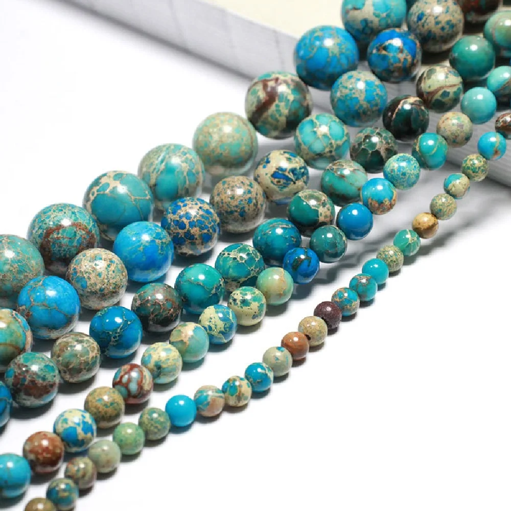 Elegant Lake Blue Sea Sediment Jasper Beads for DIY Jewelry Crafting – Various Sizes Available