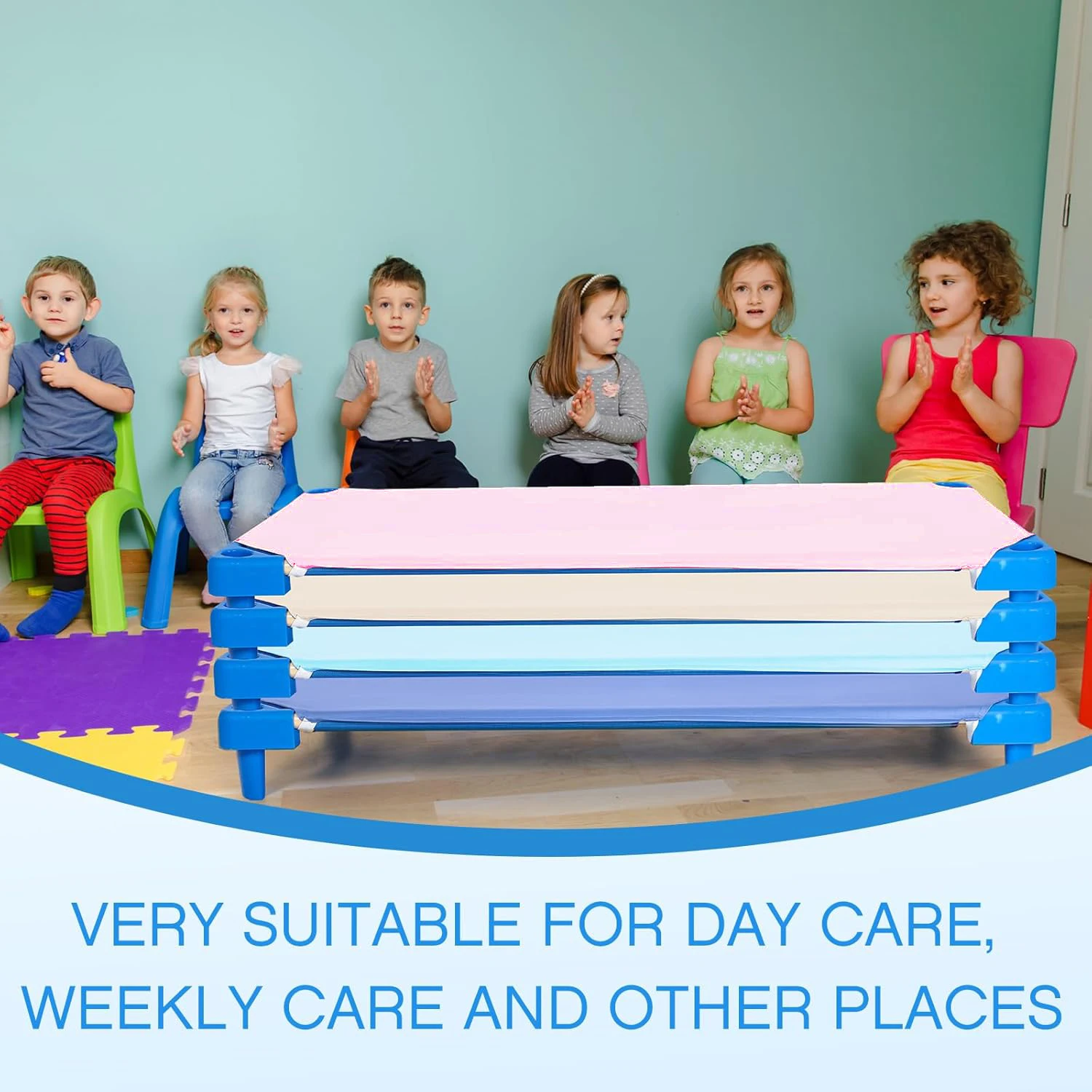 Copri lenzuola per lettino per bambini e età prescolare 23" L x 51" L Confezione lenzuola per l'asilo nido Dimensioni standard Poliestere traspirante Prescho - immagine 5