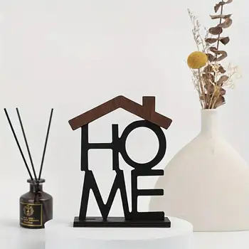Creative Wooden Home Ornament for Living Room Coffee Table, Wall Cabinet, Desktop, Small House-Shaped Decoration, Housewarming Birthday Gift 1
