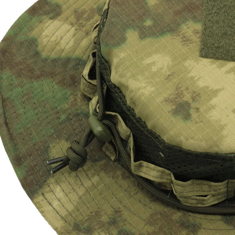 Camouflage Hat Square Brim Top Vent Green Ruins