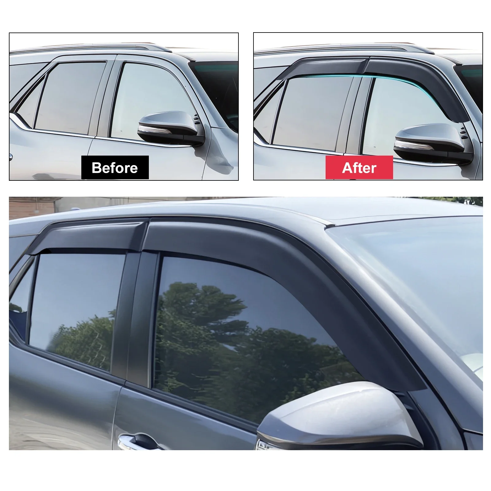 Car Window Visor Car Window Deflectors Weathershield Sun Rain Guard Window Visor For Toyota Fortuner 2015
