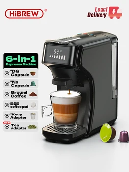 HiBREW-Máquina de café en cápsulas 6 en 1, Cafetera exprés múltiple caliente/fría, Cafetera capuchino Dolce Gusto Nespresso en polvo H1B