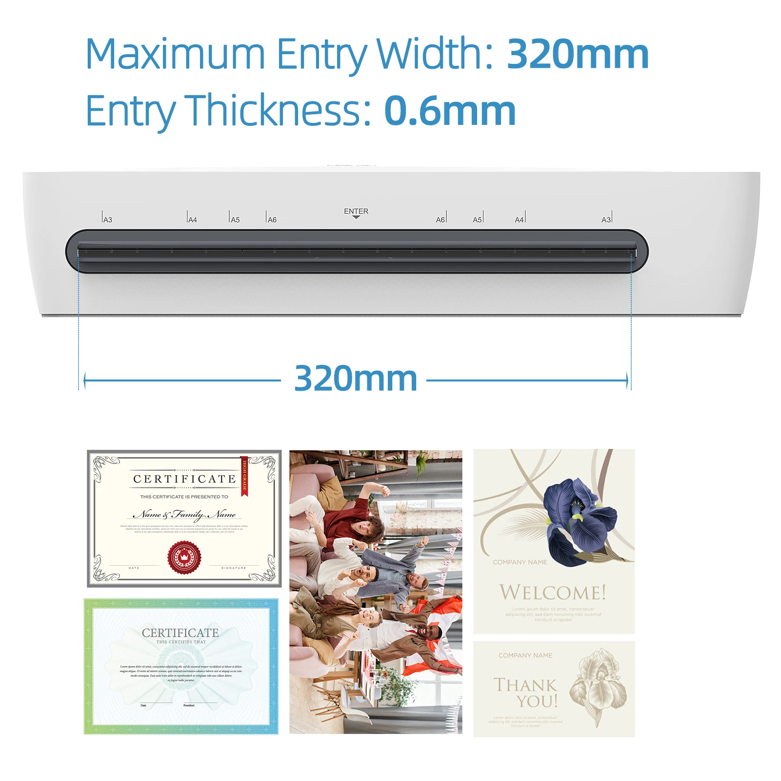 Desktop Laminator Machine Set A3 Size Multifunctional Hot and Cold Lamination 2 Roller System 12.5 Inches Width w/Paper Cutter