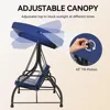 3-Seat Outdoor Porch Swing Bed with Removable Cushion, Patio Swing Chair with Adjustable Canopy,Heavy Duty Support 4
