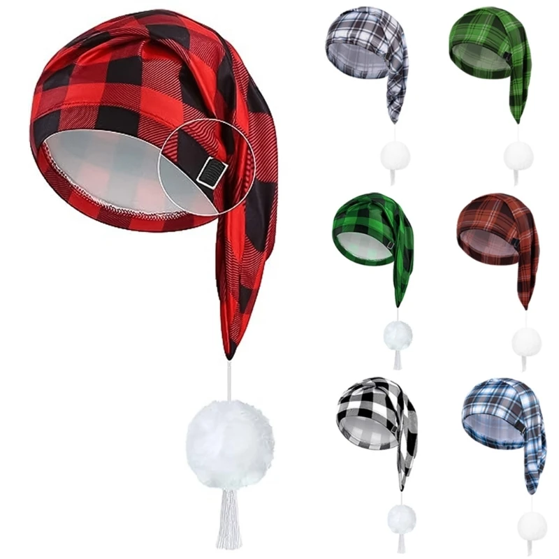 Christmas Headwear Thicken Plaids Perfect for the Holidays Colorful Outfits for Cosplay Santa Furry Hat