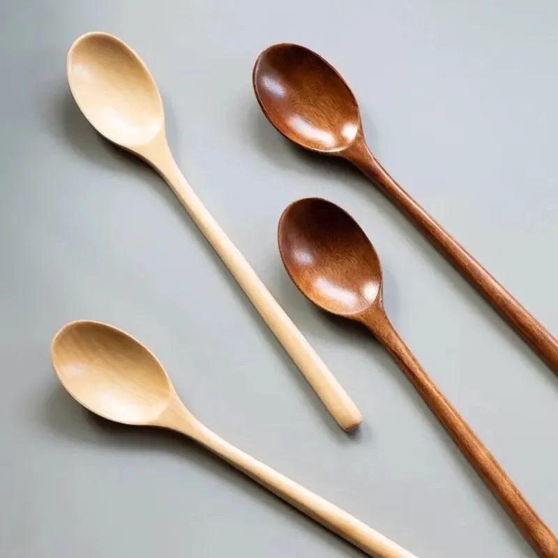 Nanmu Wooden Spoon Set Japanese Style Spoon Utensils for Kitchen Tableware Cutlery Set Festival Kitchen Dinnerware Gift 5pcs 6pcs wooden cooking spoon