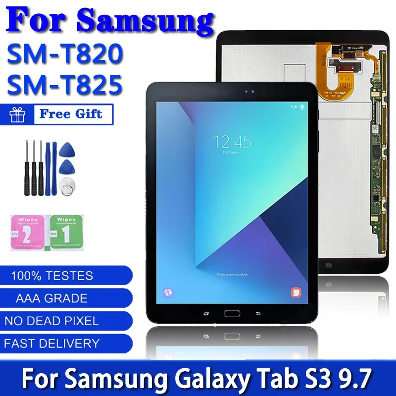 

9.7 inch Super AMOLED LCD For Samsung Tab S3 T820 T825 T827 T825Y LCD Display Touch Screen Assembly Panel Replacement