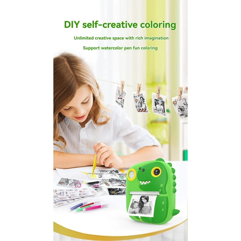 XB-Kids Camera Instant Print Mini Printer 2.4 Inch Screen 12MP 1080P HD Video Camera Kids Instant Digital