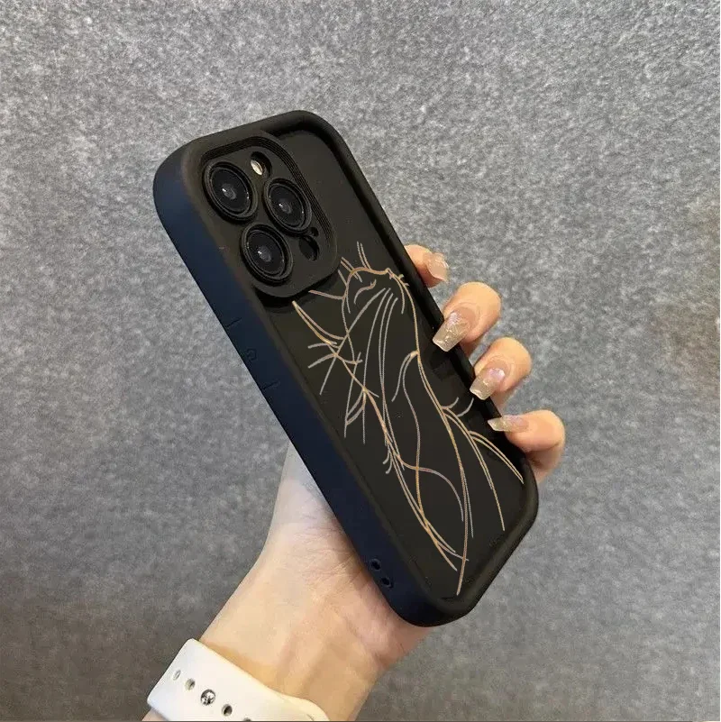 Creative Cute Line Cat Design Phone Case - Stylish Protective Cover