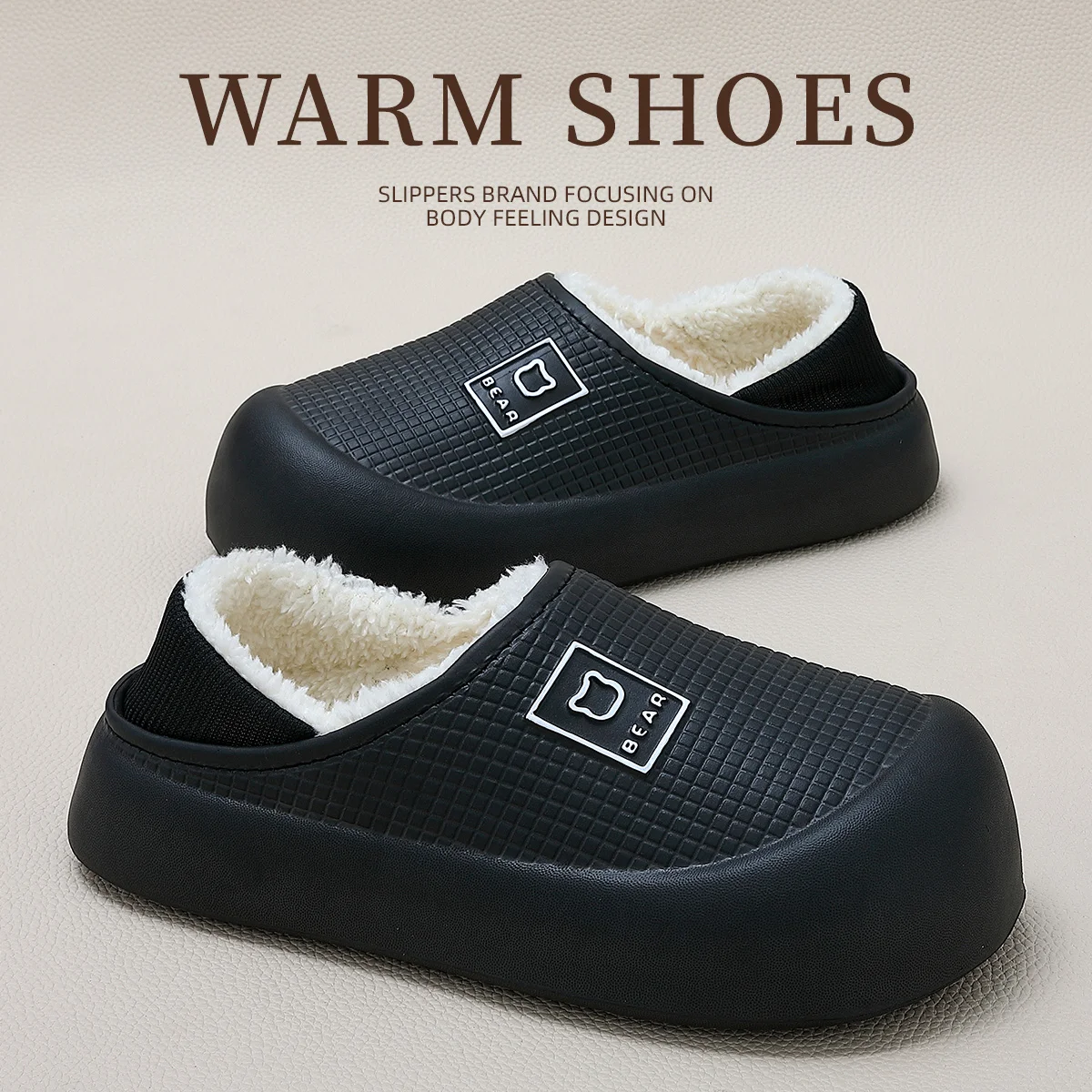 Indoor Slippers Eva Shoes Slipper Couples Warm Furry Concise Indoor Home Cotton Shoes Casual Fluffy Slides Platform Winter Shoe