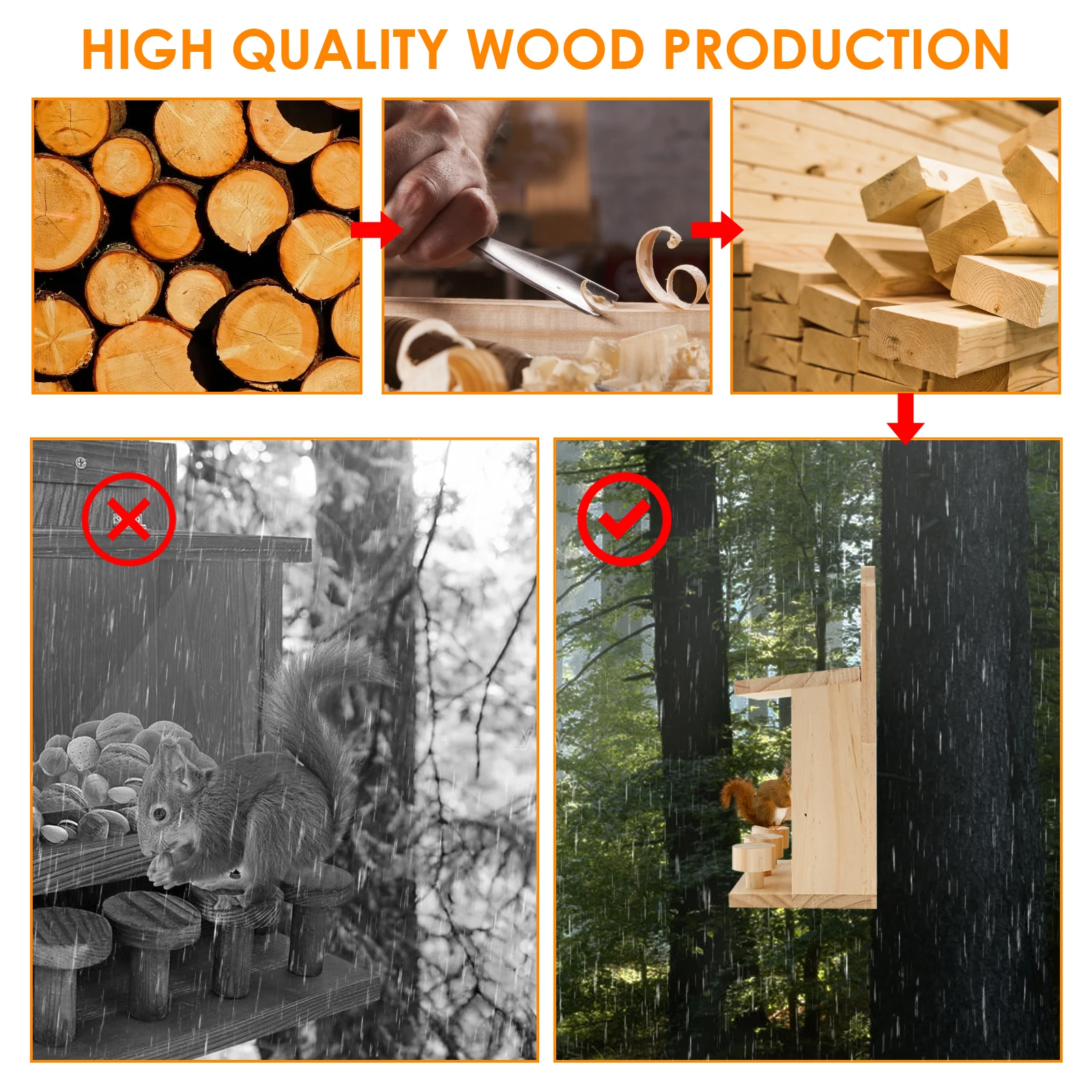 Wooden Squirrel Feeder Large Squirrel Feeders for Outside Squirrel House Sturdy Squirrel Feeder Enduring Squirrel Feeders Decor 4